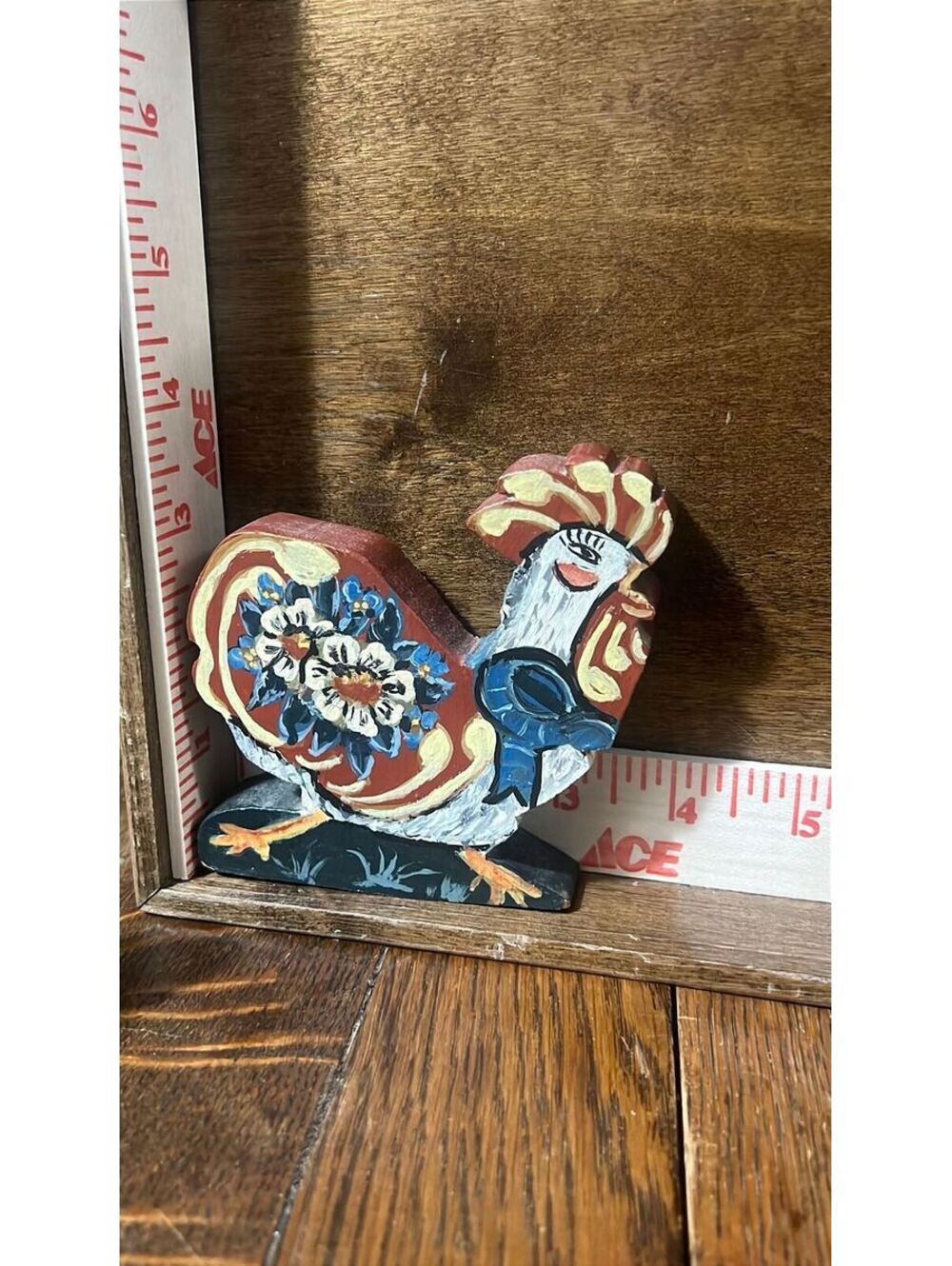Patriotic Wooden Chicken Handpainted